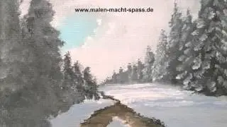 Video Malkurs Eisiger Bach im Winterwald