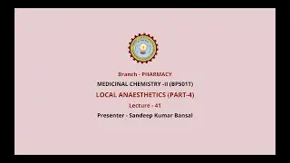 Medicinal Chemistry II | Local Anaesthetics Part-4| AKTU Digital Education