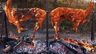 Whole Lamb Roast on Open Fire | Traditional Village BBQ