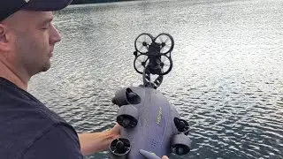 Underwater Drone Footage Recovering Lost Air Drone off Lake bottom