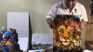 Lion spray paint art