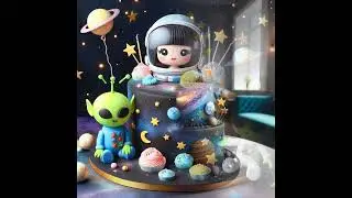 Beautiful space cake decoration idea #ai #cake #space