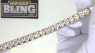 .925 Sterling Silver 3D Gold Tennis Bracelet | Bling Bling
