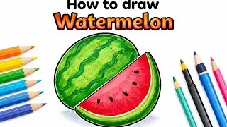 🎨 How to Draw a Watermelon | Step-by-Step Easy Drawing Tutorial 🍉