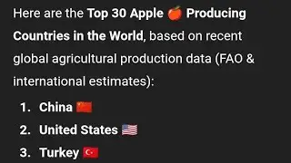 Top 30 Apple 🍎 Producing countries in the World|| Leading Apple Producing countries in the World