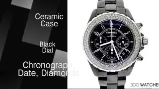 Chanel J12 Black Ceramic Diamonds Chronograph Auto Date Watch