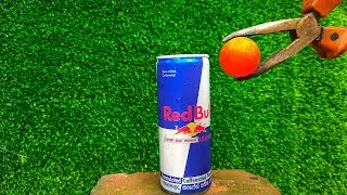 Experiment: RED BULL vs Lava ball / Glowing 1000 degree METAL BALL VS RED BULL