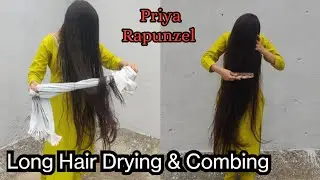 Long Hair Towel Drying || Over Face Combing || Priya Rapunzel