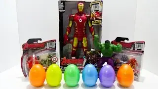 Marvel Avengers Age of Ultron Iron Man Mark 43 and Captain America + 6 Surprise Eggs by iLoveThisToy