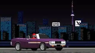 Pixel art animation. Night city trip.