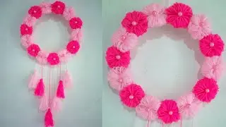 DIY membuat hiasan dinding dari kardus & benang wol | wall hanging ideas | woolen craft | home decor