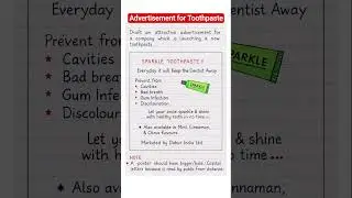Handwritten Advertisement for Toothpaste | Class 9 Writing Skills | YouTube Shorts