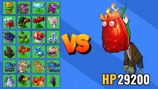 ZOMBI DE NUEZ ALTA DE FUEGO (29200 HP) vs TODAS LAS PLANTAS X1 | PvZ FUSION
