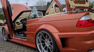 Crazy BMW 3er Cabrio Umbau - Bodykit, geile Felgen, Fl&uuml;gelt&uuml;ren, Motorraum lackiert | Walkaround