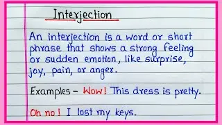 Definition of Interjection with Examples | What is Interjection | Parts of Speech