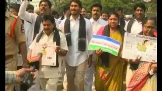 YS Jagan along with party MLA's marching to Assembly in protest against TDP Govt - 5th Mar 2016