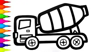 Mixer Truck & Crane, Excavator Drawing || How To Draw A Mixer Truck | Mixer Truck Drawing Easy