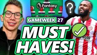 Ключевые игроки для 27-го тура Fantasy Premier League! | Fantasy Premier League 25/26