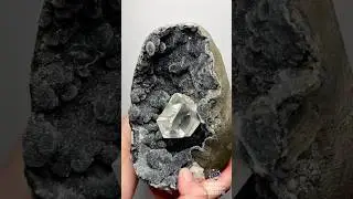 Authentic Optical Calcite & Black Druzy Chalcedony Stalactites |Artist-Assembled Mineral Art (India)