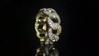 Gold 18k Diamond Cuban Link Ring by Galleria Of Gold
