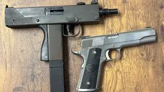Стрельба на дальние дистанции с Colt 80s Series Gold Cup и Cobray M11