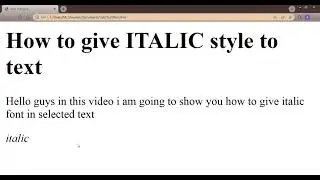 How to give italic font on a Html web page 