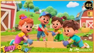 Build a Wooden Fruit House with Kids 🍎🏡 | Happy Farm Song for Little Ones 🎶👦👧