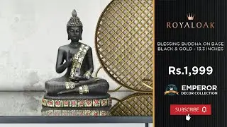 Royaloak Blessing Buddha on Base - Black & Gold - 13.3 Inches