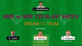 Worcestershire VS Northamptonshire T20 english blast match ! WOR vs NOR Dream 11 predition team