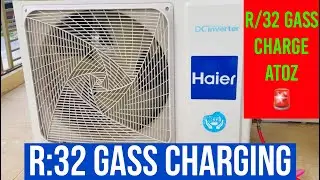 R;32 Gass charging full practical, Ac charging //How to R/32 Gass charging full safety tips 