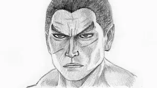pencil drawing Kazuya Mishima from Tekken 8 trailer