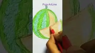 How to Draw Watermelon/summer fruit drawing steps for Beginners/red watermelon paint #youtubeshorts
