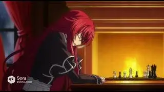 Rias playing chess and she sad