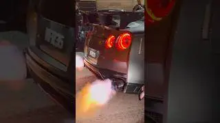 Raw titanium exhaust sounds #cars #gtr #gtrr35 #fire #dragonflame #greenflame #malaysia #revvingup