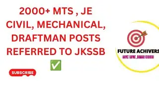 2000+ MTS , JE CIVIL, MECHANICAL, DRAFTMAN POSTS REFERRED TO JKSSB ✅