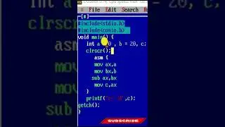 Assembly code for subtraction  of two number in C language