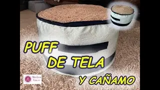 DIY PUFF REDONDO DE TELA Y CAÑAMO 😉 // ASIENTO DE TELA PASO A PASO 🤩
