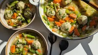 Spring Stew with Herby Dumplings - #MeatFreeMonday