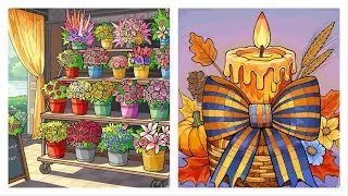 Flower Bar Garden Christmas Candle Paint by Numbers Coloring Book #pbn #coloringbook