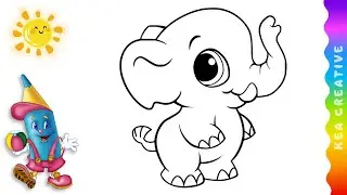 Coloring Elephant oil pastels step by step ❤️@KeaCreative2 - Coloring Pages For Childrens. Enjoy!