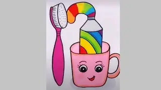 Easy Toothbrush and Toothpaste in a cup Drawing #drawing #easydrawing #drawingideas #fundrawing