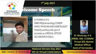 Felicitating Dr Muniraju K.G. MBBS., MD., CCEBDM, Proud Alumni of SES on National Doctors Day.