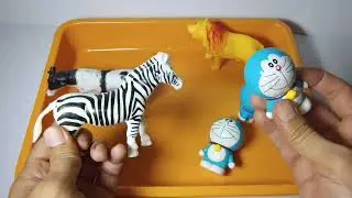 Cow Lion leopard Zebra doraemon hello kitty animal toy, Asmr