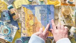 ASMR Scrapbook With Me | Blue & Yellow Theme | Relaxing Stationery Sounds | No Talking