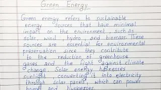 Write a short essay on Green Energy | Essay