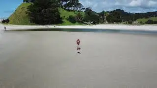 'Dronie' at Pakiri Beach, near Auckland, New Zealand