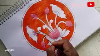 Alekhan || how to draw lotus alekhan drawing in circle 