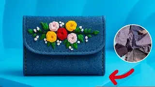 🤩Turn your old jeans into an embroidered three-pocket bag with this simple and amazing trick.