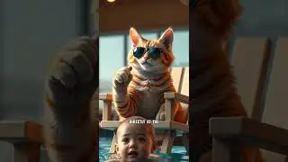Ginger Lifeguard Cat Gives Cannonball Standing Ovations #cat #lifeguard #funny #cannonball #viral
