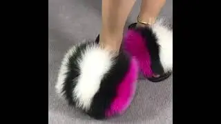 Real Big Fox Fur Full Cover Slippers For Women